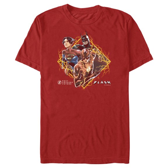 Men's The Flash Past, Present and Future Superheroes Graphic Tee Red 2X Large