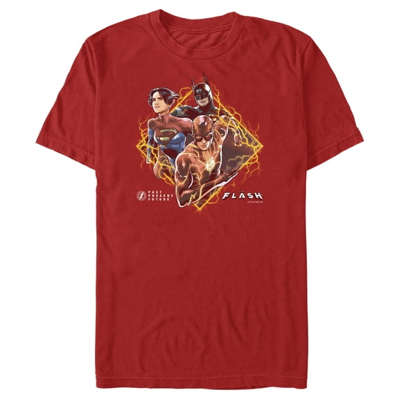 Men's The Flash Past, Present and Future Superheroes Graphic Tee Red Large