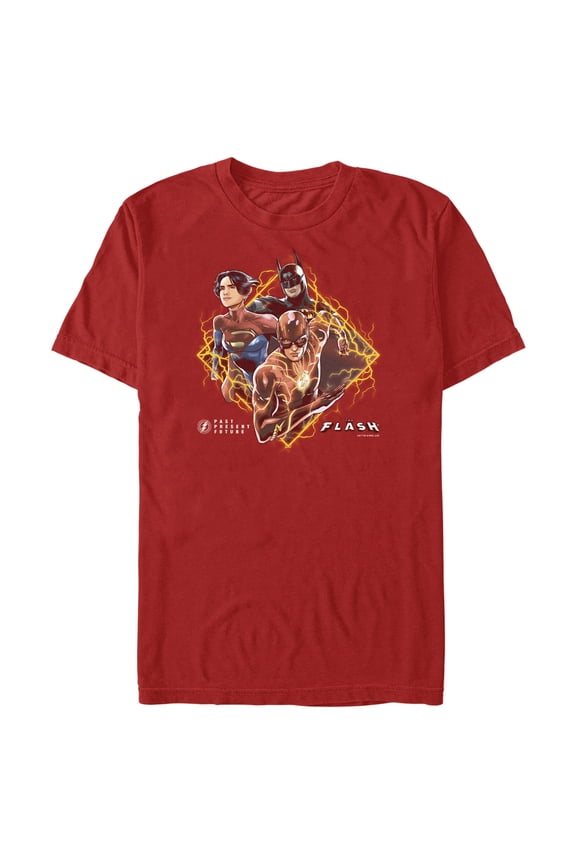 Men's The Flash Past, Present and Future Superheroes Graphic Tee Red Large