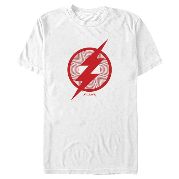 Men's The Flash Red Lightning Bolt Symbol Graphic Tee White Large