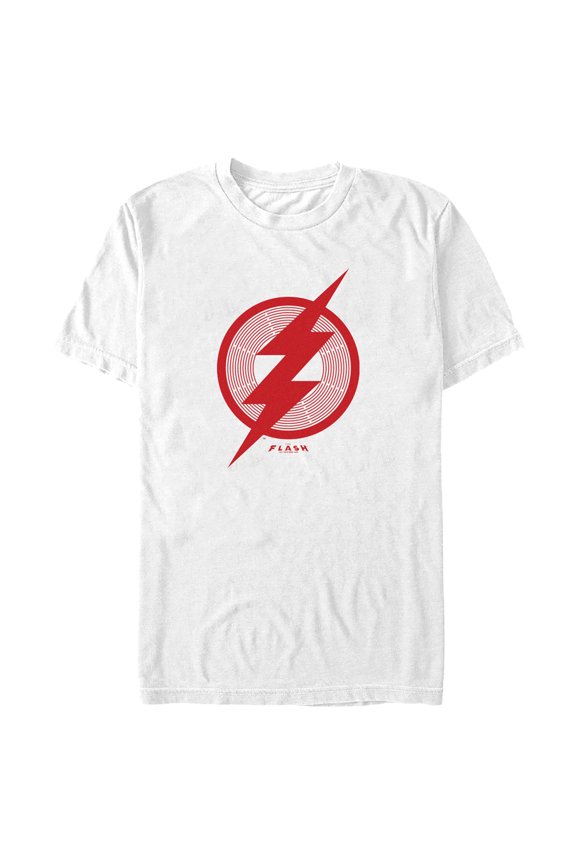 Men's The Flash Red Lightning Bolt Symbol Graphic Tee White Large