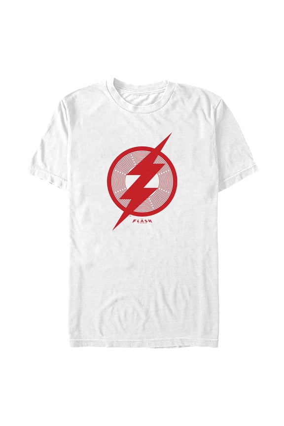 Men's The Flash Red Lightning Bolt Symbol Graphic Tee White Medium