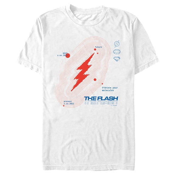 Men's The Flash Red Lightning Bolt Vibrate Your Molecules Graphic Tee White 2X Large