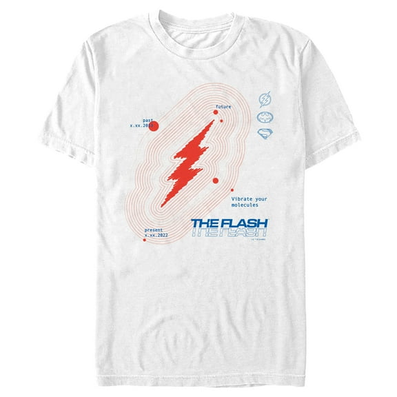 Men's The Flash Red Lightning Bolt Vibrate Your Molecules Graphic Tee White Small