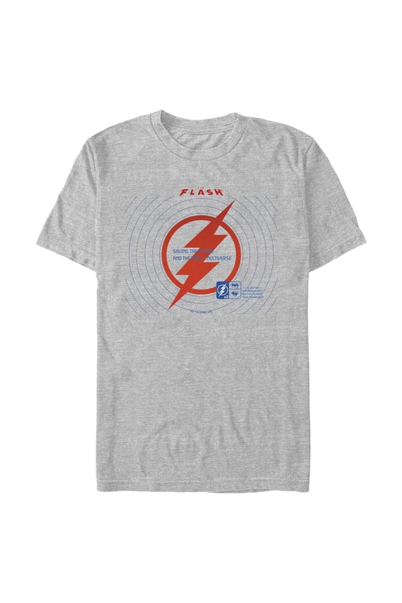 Men's The Flash Saving the Future Red Lightning Bolt Graphic Tee Athletic Heather Large