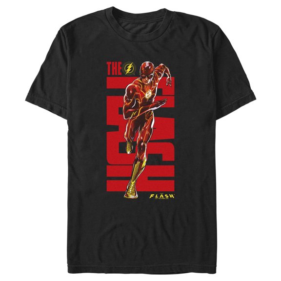 Men's The Flash Speedster Bold Red Logo  Graphic Tee Black 2X Large