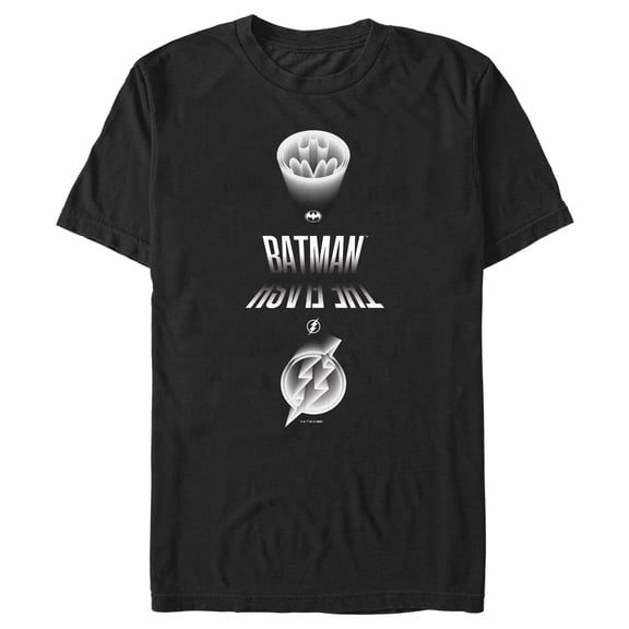 Men's The Flash Speedster and Batman Logos Graphic Tee Black 2X Large