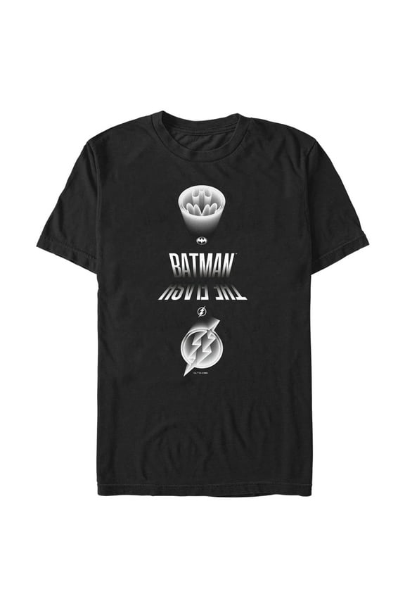 Men's The Flash Speedster and Batman Logos Graphic Tee Black Small