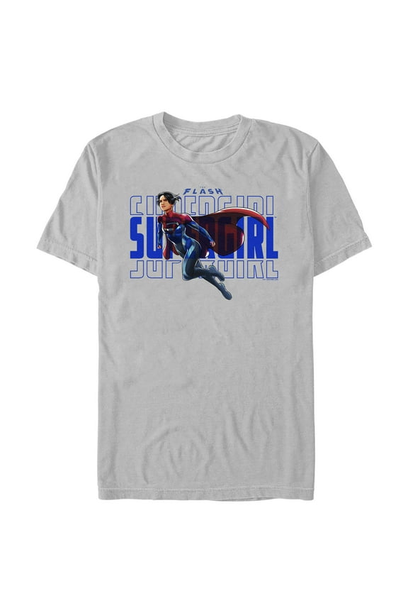 Men's The Flash Supergirl Sky Flight Graphic Tee Silver 2X Large