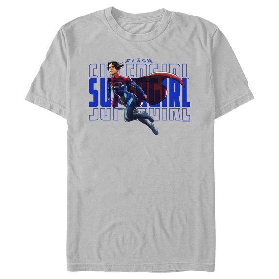 Men's The Flash Supergirl Sky Flight Graphic Tee Silver Medium