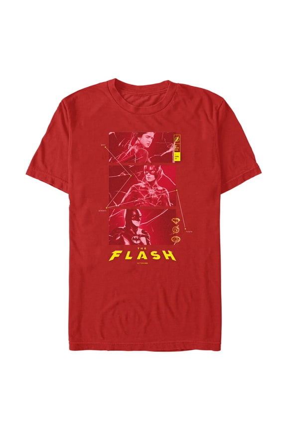 Men's The Flash Superheroes Red Portraits Graphic Tee Red Small