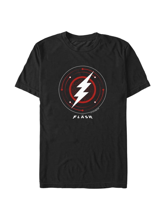 Men's The Flash White Lightning Bolt Stamp Graphic Tee Black X Large