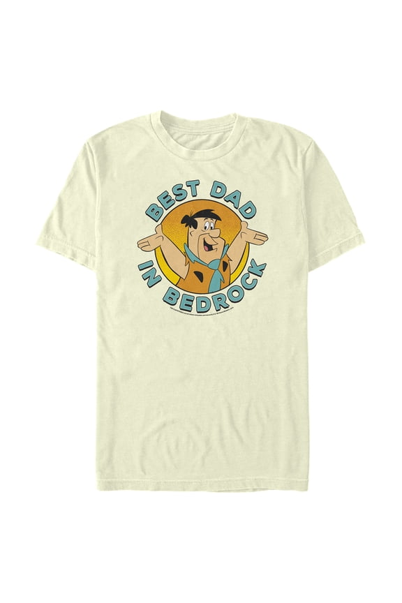 Men's The Flintstones Father's Day Fred Flintstone Best Dad Graphic Tee Beige Large