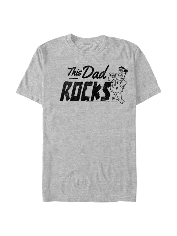 Men's The Flintstones Father's Day Fred Flintstone This Dad Rocks Graphic Tee Athletic Heather 2X Large