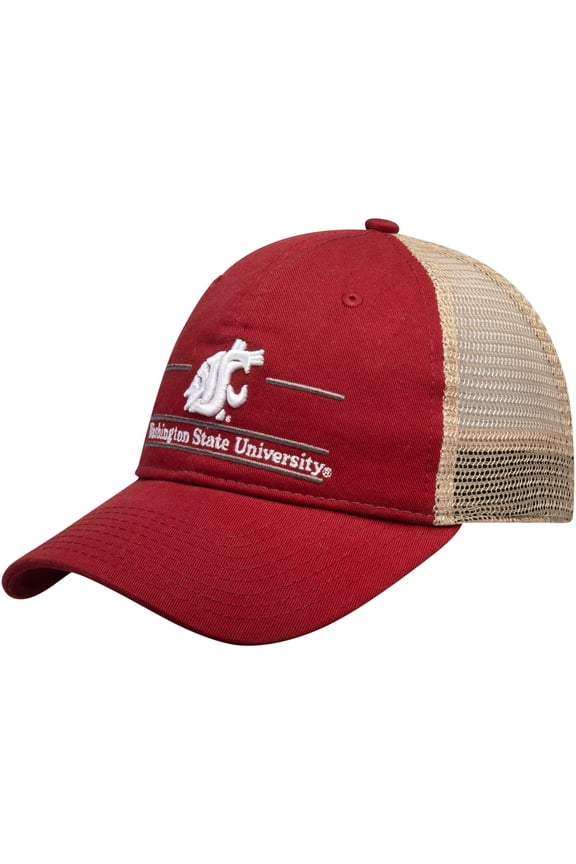 Men's The Game Crimson Washington State Cougars Split Bar Trucker Adjustable Hat