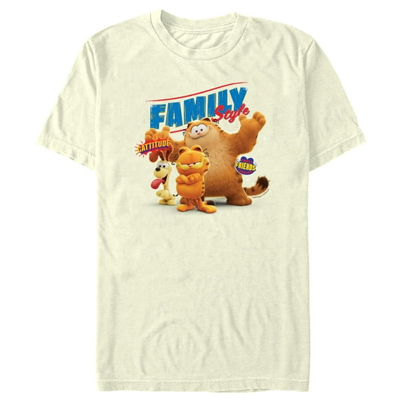 Men's The Garfield Movie Family Style Graphic Tee Beige Medium