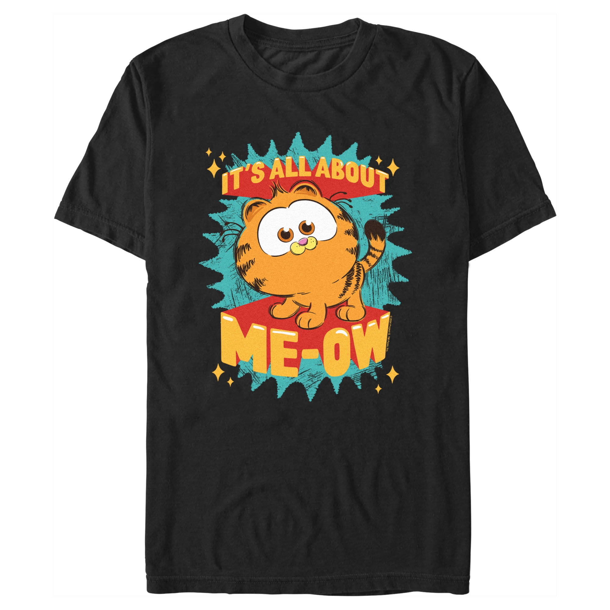 Men's The Garfield Movie It's All About Me-Ow Graphic Tee Black 2X Large