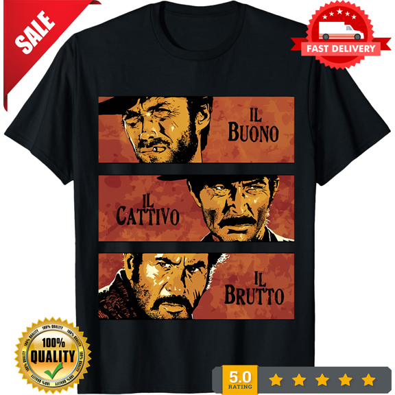 Men's The Good The Bad And Ugly T Shirt Angel Eyes Tuco Cowboy 100% Cotton Tops, NEW INSTOCK-TH55764