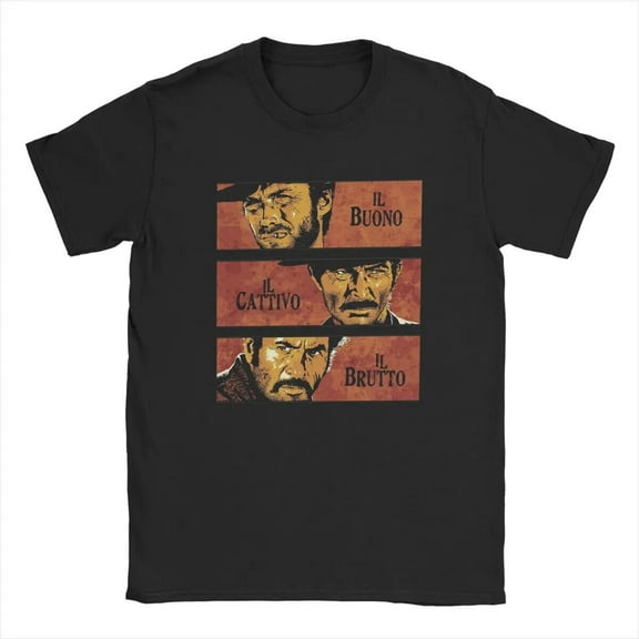 Men's The Good The Bad And Ugly T Shirt Angel Eyes Tuco Cowboy 100% Cotton Tops