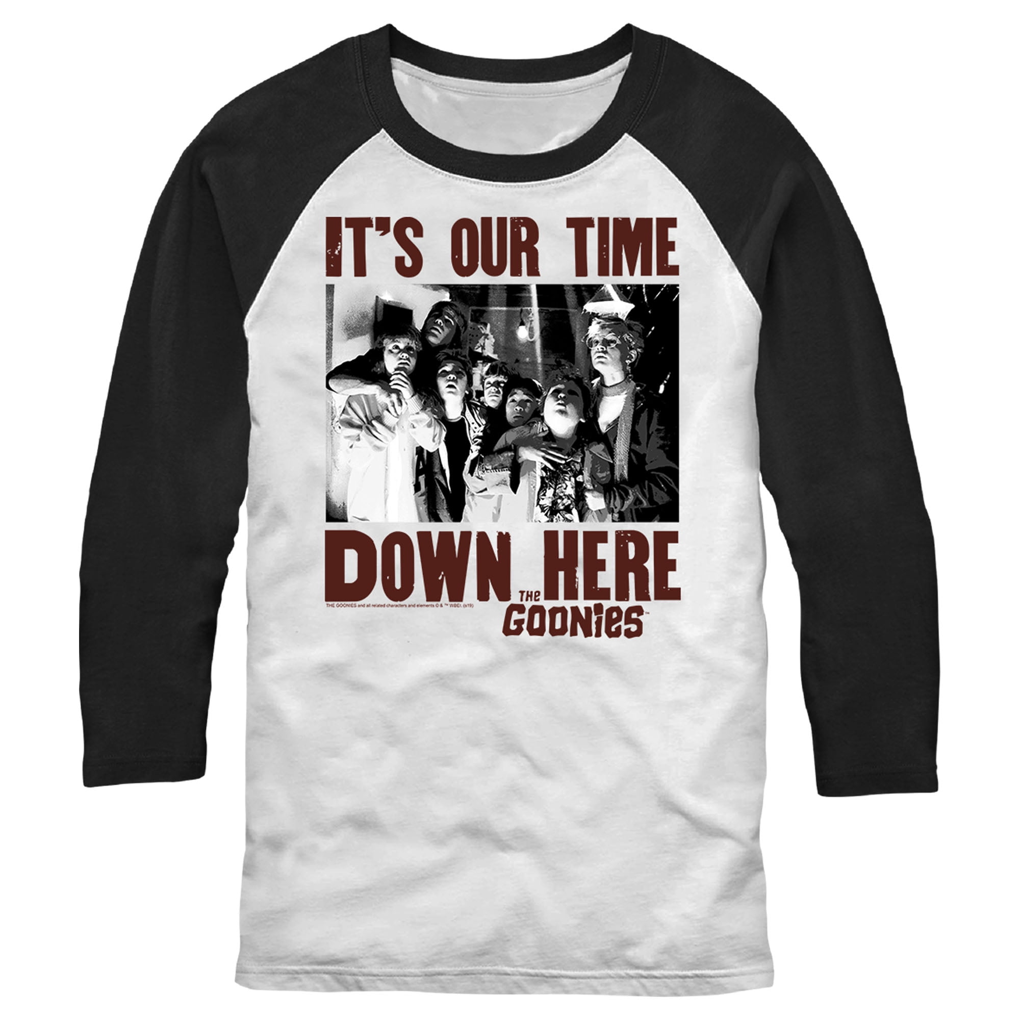 Men s The Goonies It s Our Time Down Here Baseball Graphic Tee