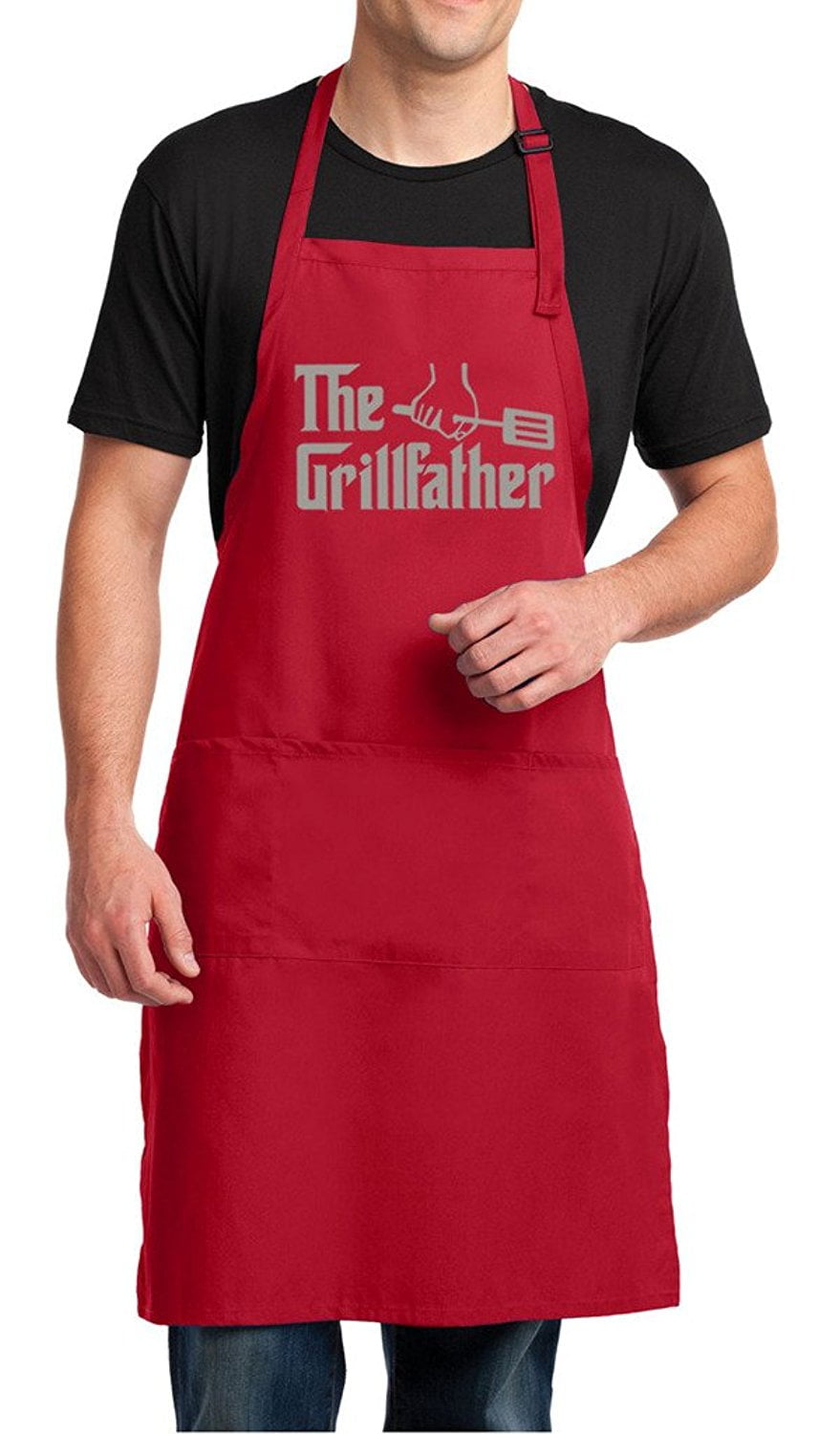 Men's The Grillfather Funny BBQ Apron - Red