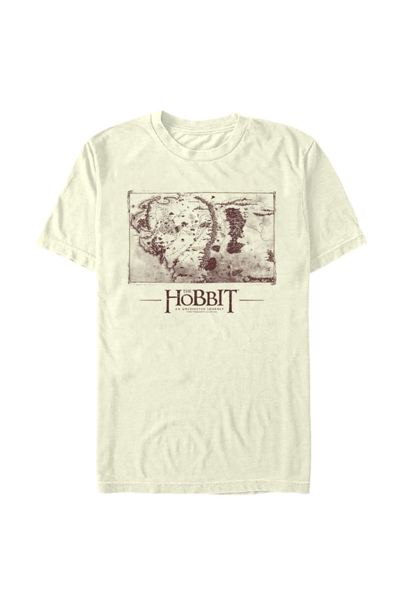 Men's The Hobbit: An Unexpected Journey Map of Middle-earth  Graphic Tee Beige 2X Large