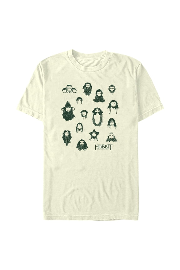 Men's The Hobbit: An Unexpected Journey Dwarf Faces Graphic Tee Beige Medium