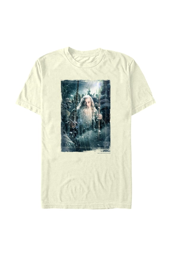 Men's The Hobbit: The Battle of the Five Armies Gandalf Poster Graphic Tee Beige Small