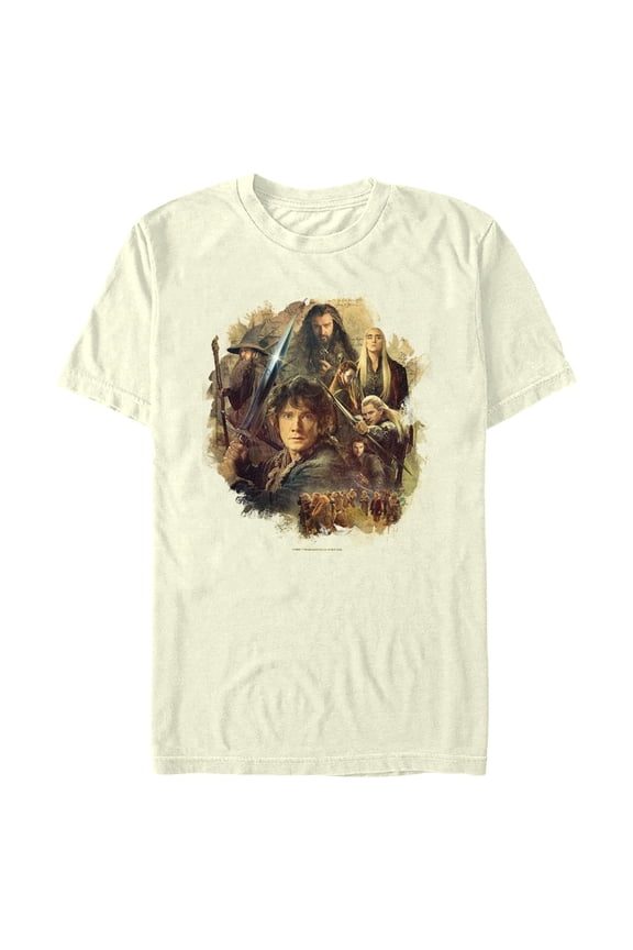 Men's The Hobbit: The Desolation of Smaug Character Poster Graphic Tee Beige Medium