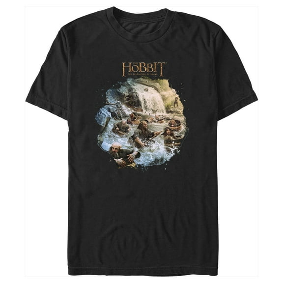 Men's The Hobbit: The Desolation of Smaug Dwarves River Ride  Graphic Tee Black 2X Large