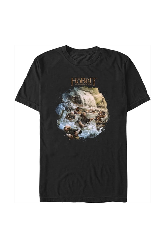 Men's The Hobbit: The Desolation of Smaug Dwarves River Ride Graphic Tee Black Large