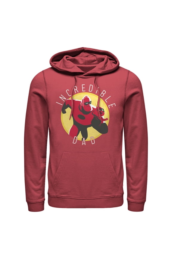 Men's The Incredibles 2 Jack-Jack and Mr. Incredible Dad Pull Over Hoodie Red Small