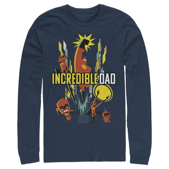 Men's The Incredibles 2 Modern Incredible Dad Long Sleeve Shirt Navy Blue Medium