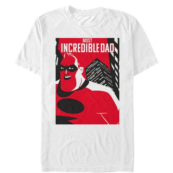 Men's The Incredibles 2 Most Incredible Dad Skyscraper Graphic Tee White X Large