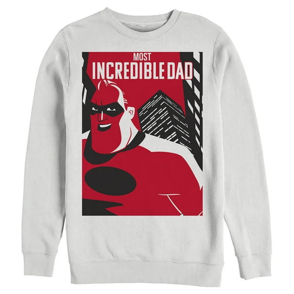 Men's The Incredibles 2 Most Incredible Dad Skyscraper Pull Over Hoodie White 3X Large