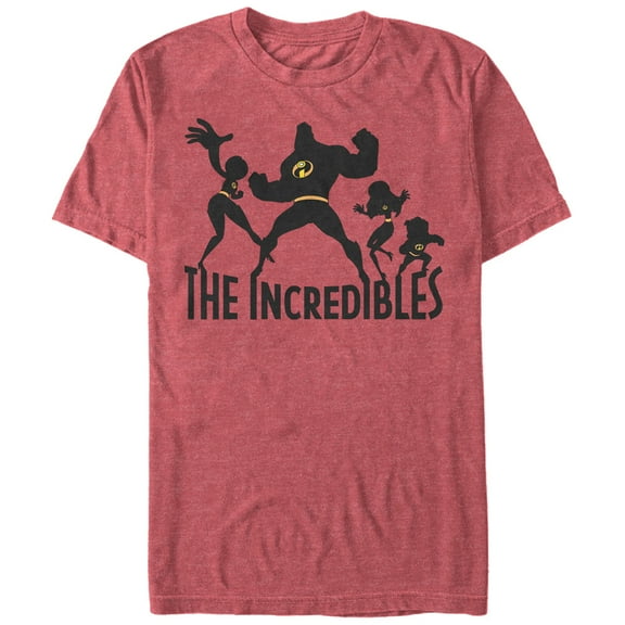 Men's The Incredibles Family Silhouette  Graphic Tee Red Heather X Large