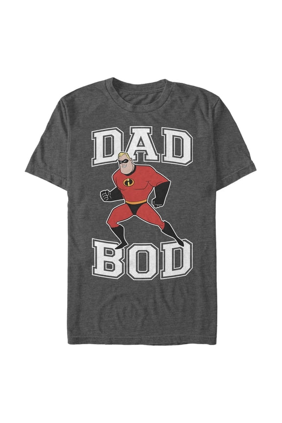 Men's The Incredibles Mr. Incredible Dad Bod Graphic Tee Charcoal Heather Small