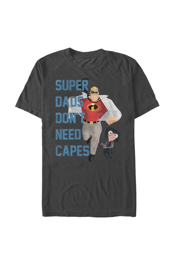 Men's The Incredibles Super Dads Don't Need Capes Graphic Tee Charcoal Large