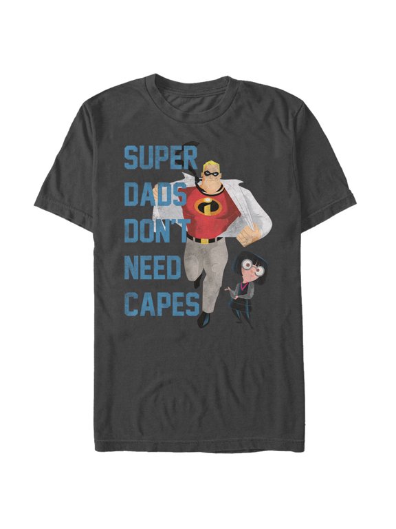 Men's The Incredibles Super Dads Don't Need Capes Graphic Tee Charcoal X Large