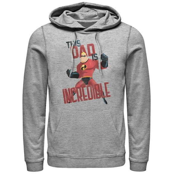 Men's The Incredibles This Dad is Incredible Pull Over Hoodie Athletic Heather Medium