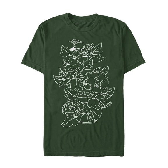 Men's The Land Before Time Best Friend Outline Graphic Tee Dark Green Large