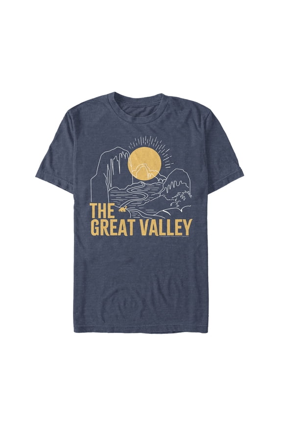 Men's The Land Before Time Great Valley Outline Graphic Tee Navy Blue Heather 3X Large
