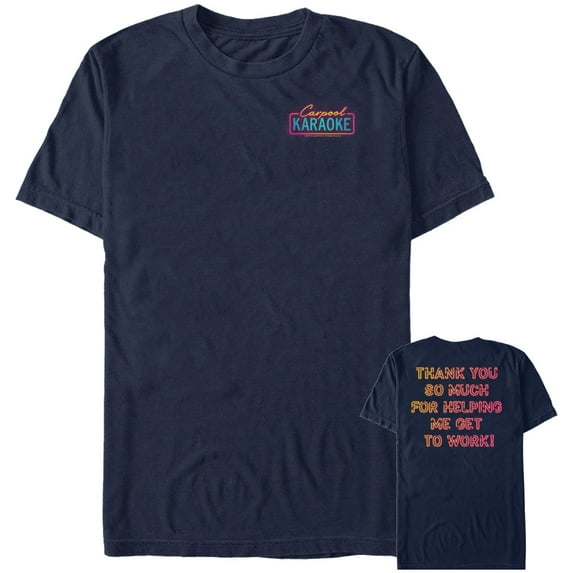 Men's The Late Late Show with James Corden Carpool Karaoke Thank You Graphic Tee Navy Blue Medium
