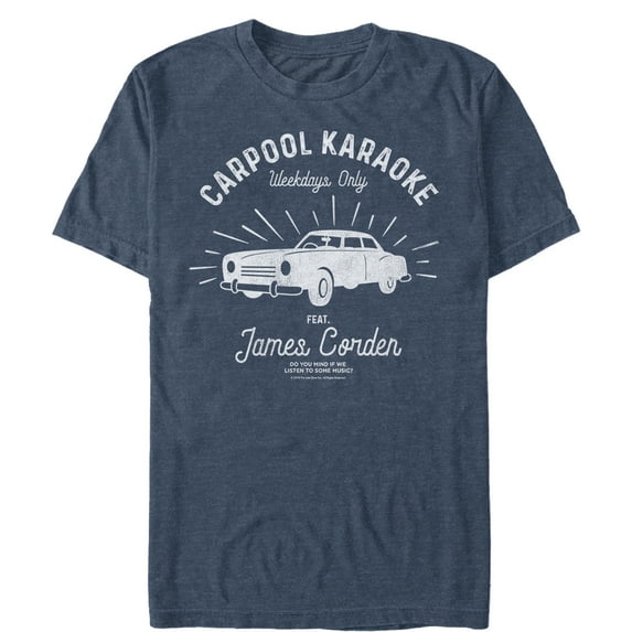 Men's The Late Late Show with James Corden Carpool Karaoke Vintage Car Graphic Tee Navy Blue Heather X Large