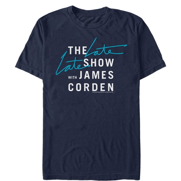 Men's The Late Late Show with James Corden Classic Logo  Graphic Tee Navy Blue Medium