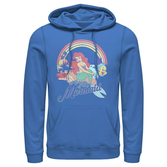 Men's The Little Mermaid Ariel Actually I'm a Mermaid Rainbow Pull Over Hoodie