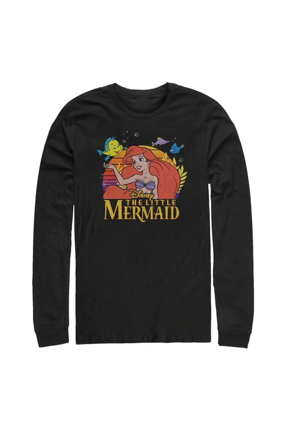 Men's The Little Mermaid Ariel Classic Long Sleeve Shirt Black Medium