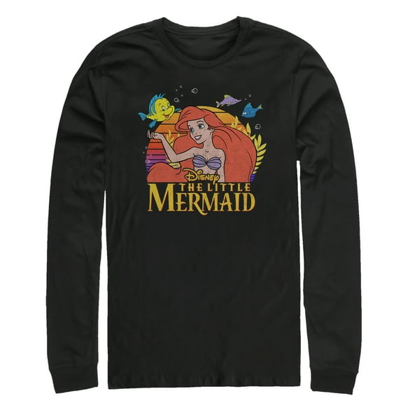 Men's The Little Mermaid Ariel Classic  Long Sleeve Shirt Black X Large