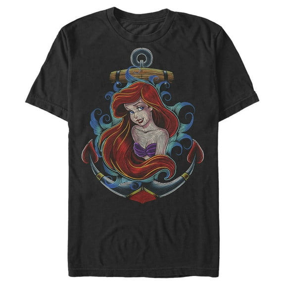 Men's The Little Mermaid Ariel Dot Art Anchor Graphic T-Shirt