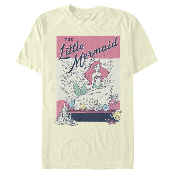 Men's The Little Mermaid Ariel Pink Poster Graphic T-Shirt